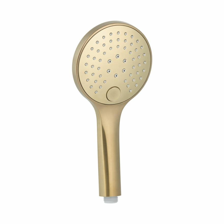 3-Function Round Hand Shower – Brushed Brass Handheld Showers