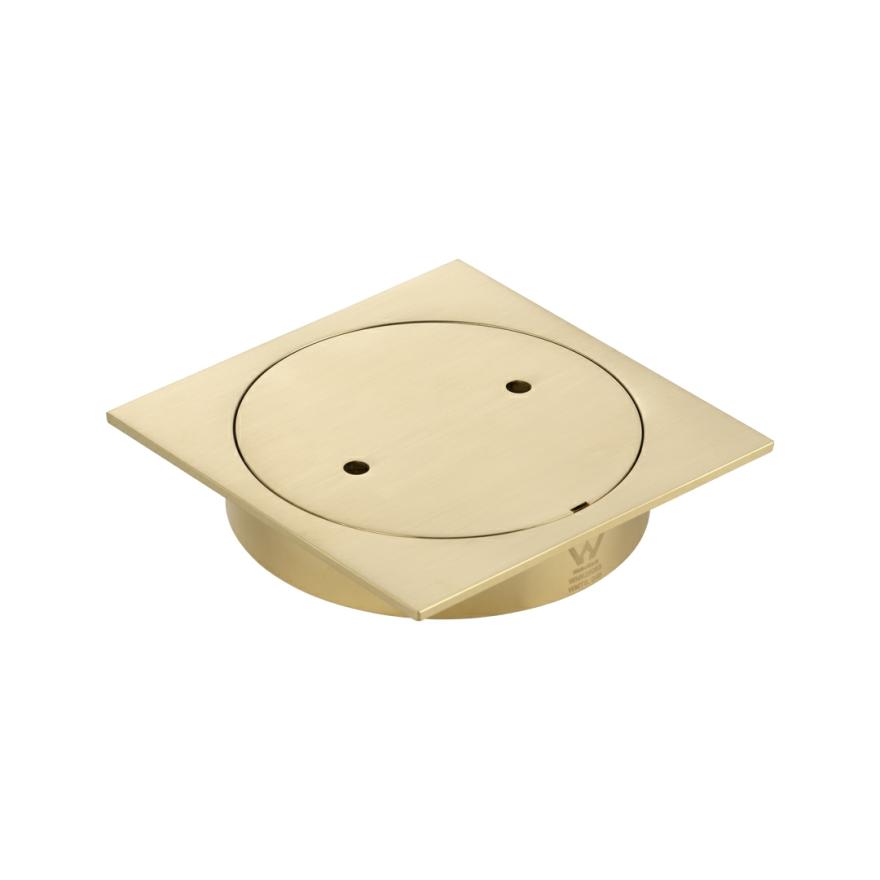 Abi Inspection Outlet Square – Brushed Brass Floor Wastes And Channels