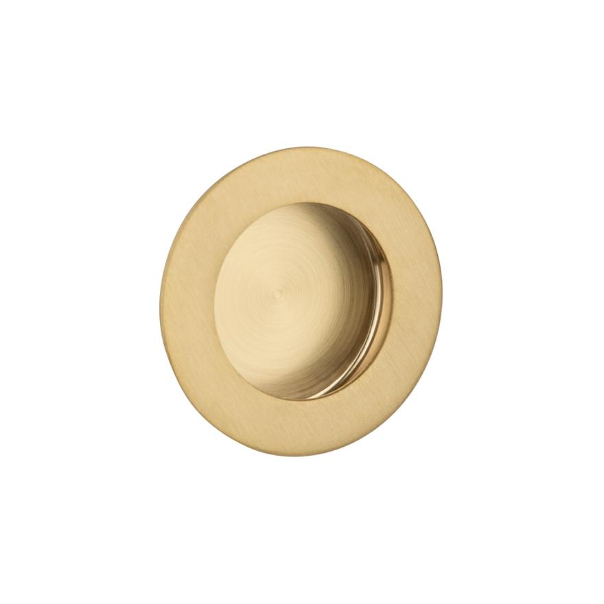 Atley Flush Pull Round – Brushed Brass Door Handles