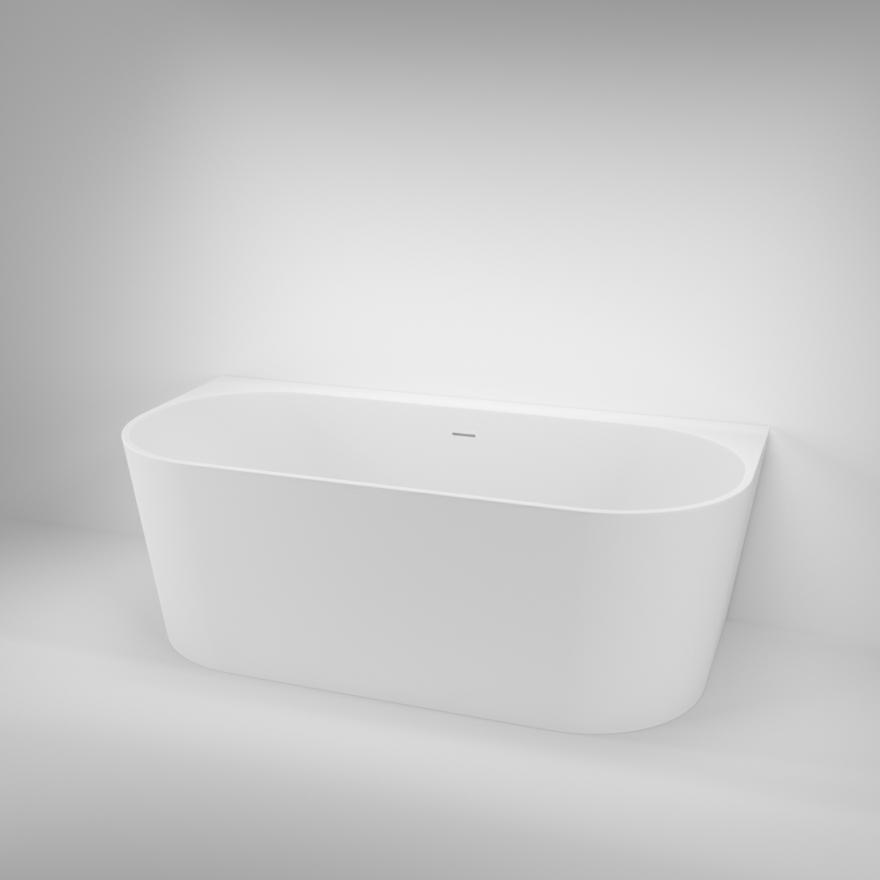 Azul Acrylic Back-To-Wall Freestanding Bath – Matte White 1650Mm 1600 And Over Baths