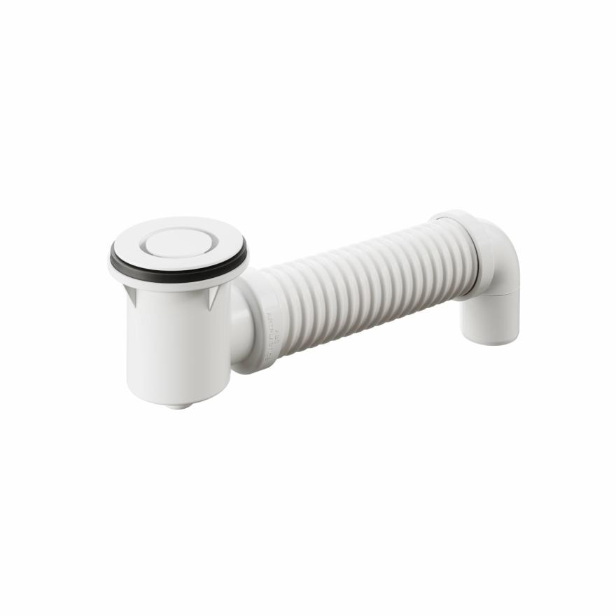 Bath Bend Pop Down With Connector – Gloss White Bath Wastes