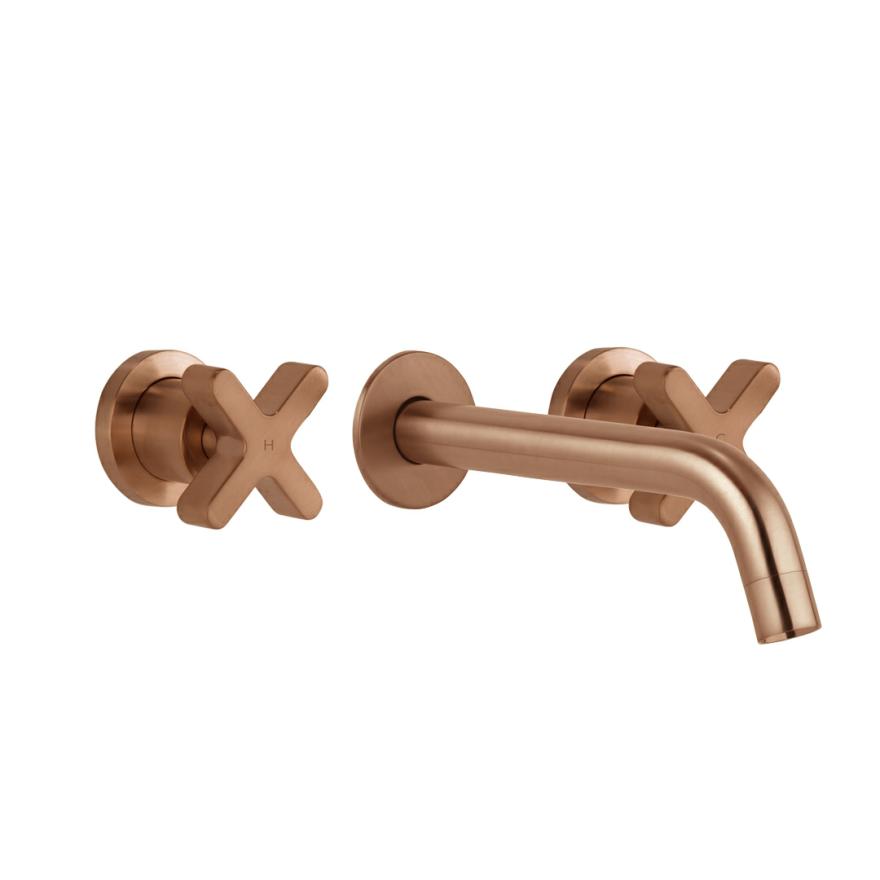 Cross Assembly Taps & Spout Set – Brushed Copper Basin Taps And Mixers