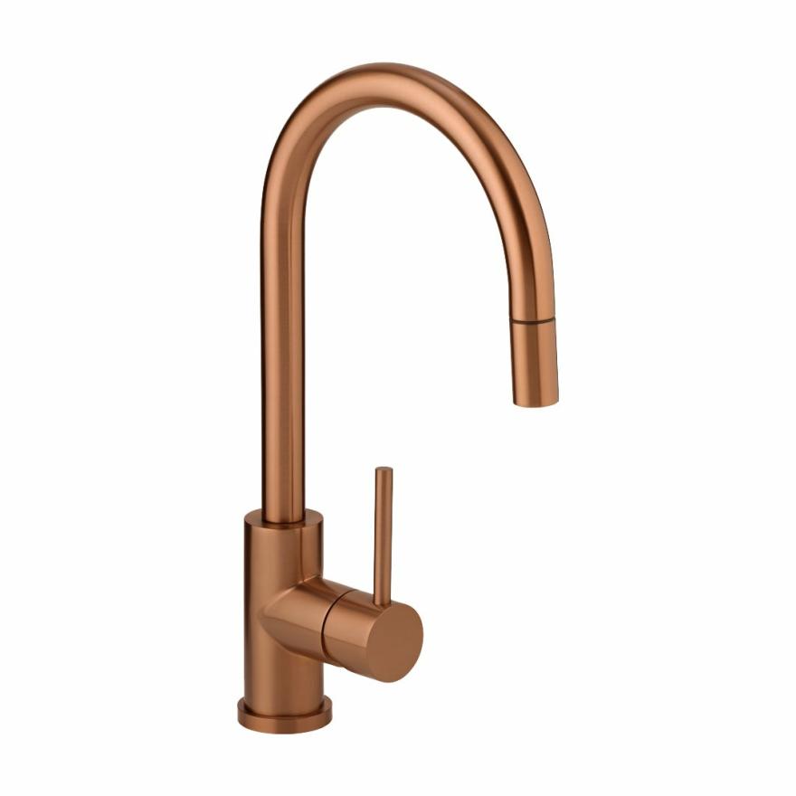 Elysian Commercial Pull-Out Kitchen Mixer – Brushed Copper Kitchen Sink Taps And Mixers