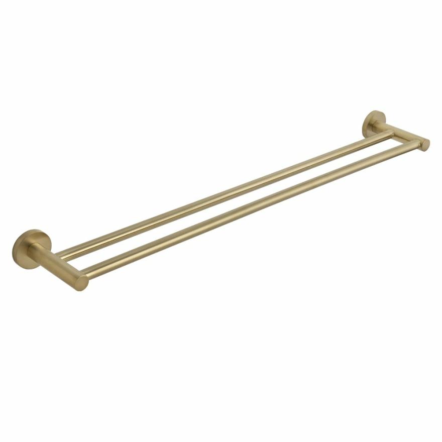 Elysian Double Towel Rail – Brushed Brass Accessories