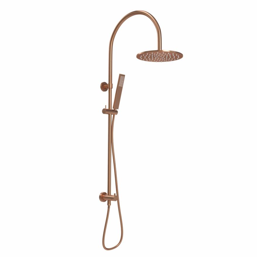 Elysian Gooseneck Shower Rail Set – Brushed Copper Shower Sets