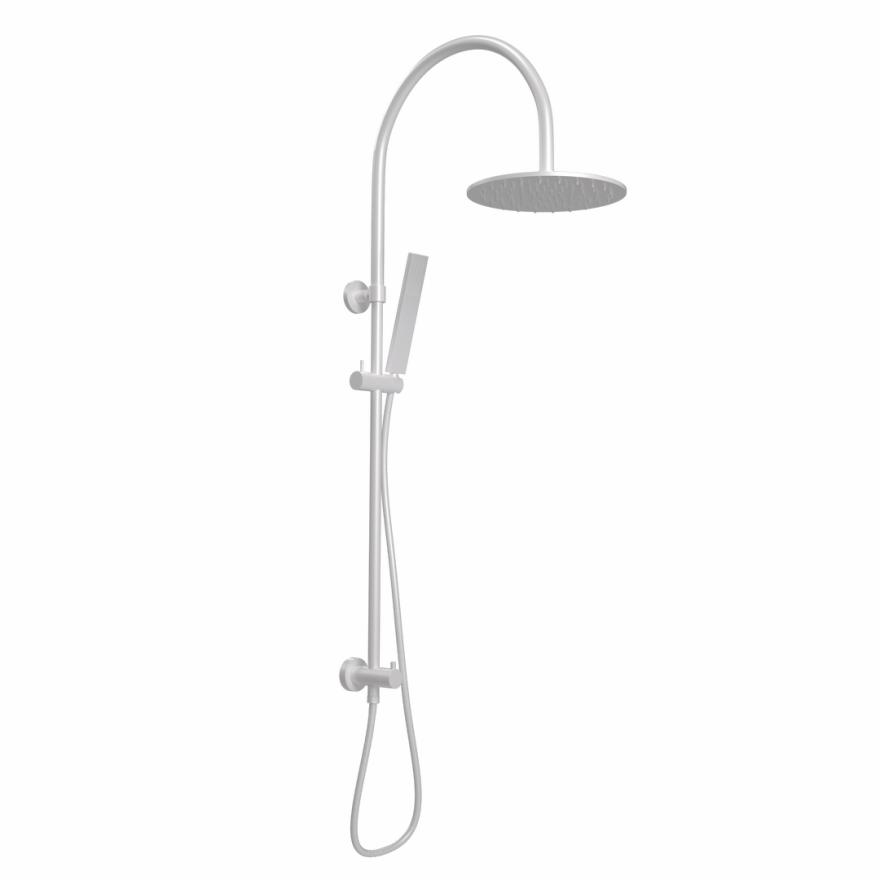 Elysian Gooseneck Shower Rail Set – White Shower Sets