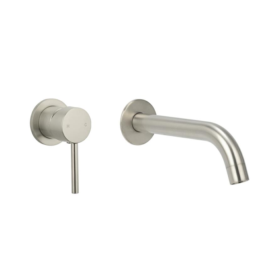 Elysian Minimal Mixer & Spout Set – Brushed Nickel Basin Taps And Mixers