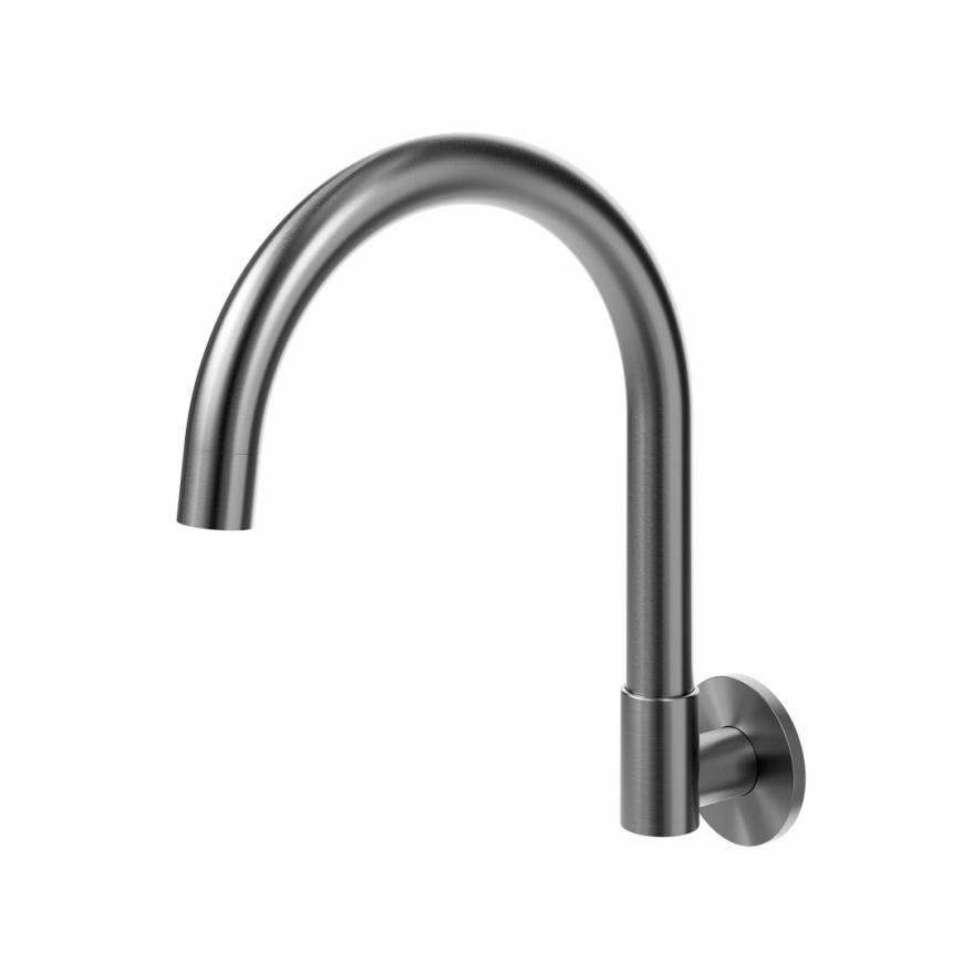 Gooseneck Wall-Mounted Swivel Spout – Brushed Gunmetal Spouts And Bath Fillers