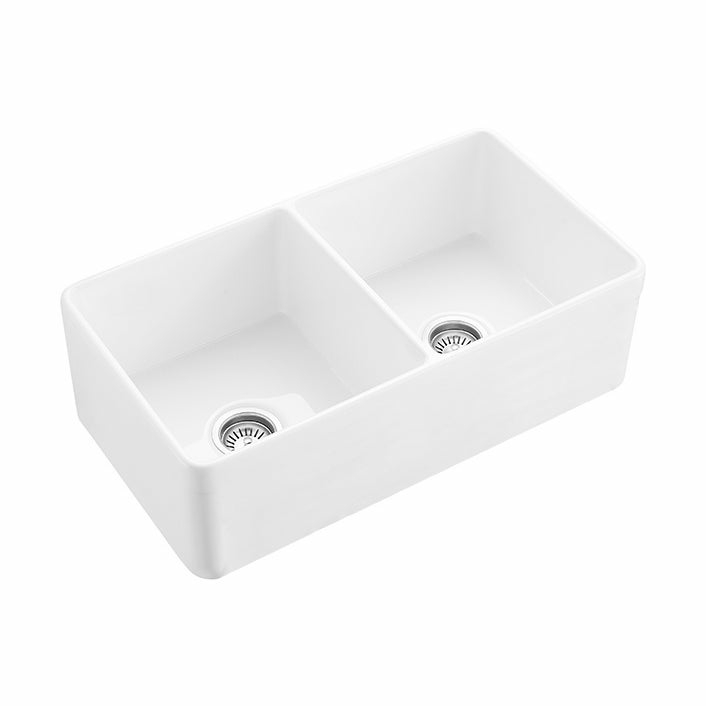 Hartley Double Farmhouse Fireclay Sink – Gloss White Double Sinks