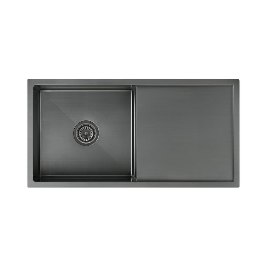 Jai Single Kitchen Sink 880Mm – Brushed Gunmetal Kitchen Sinks