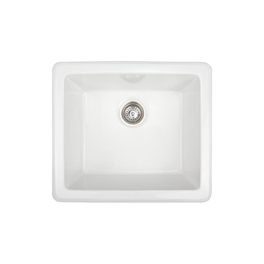 Kalista Ceramic Single Sink – Gloss White Kitchen Sinks