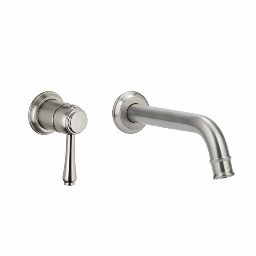 Kingsley Minimal Mixer & Spout Set – Brushed Nickel Basin Taps And Mixers