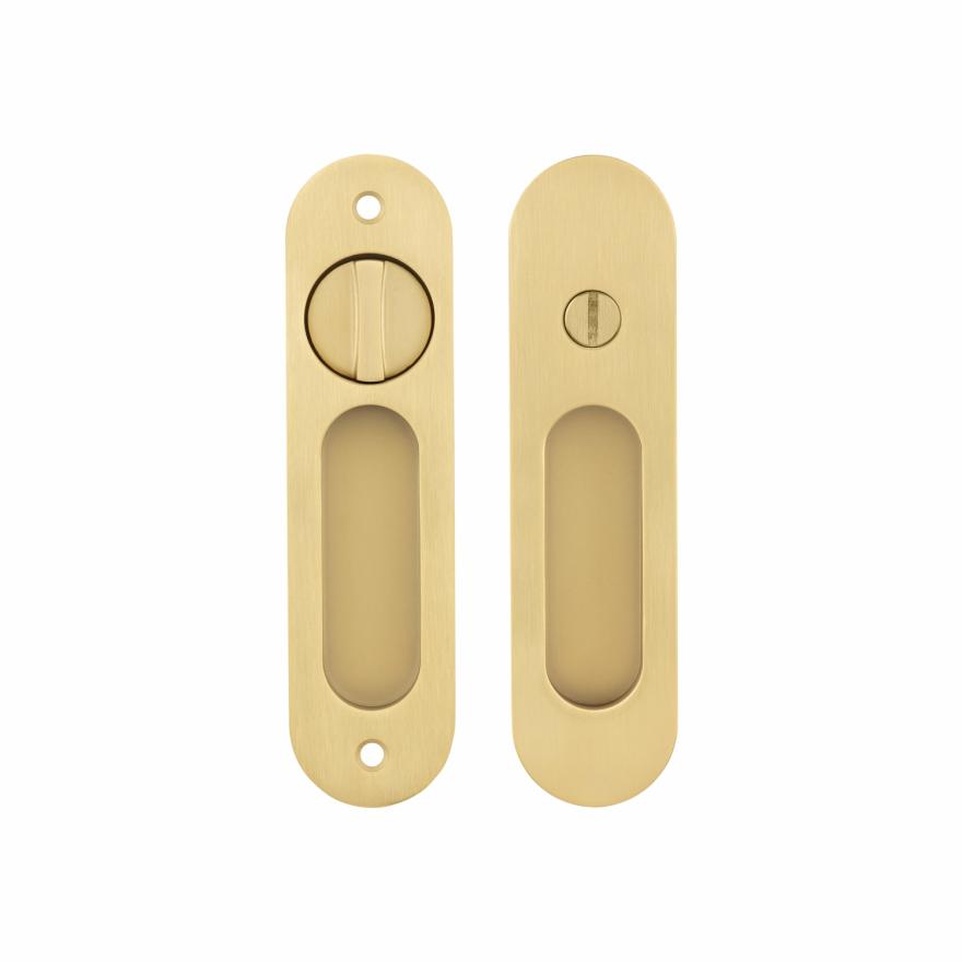 Leroy Sliding Door Privacy Set – Brushed Brass Door Handles