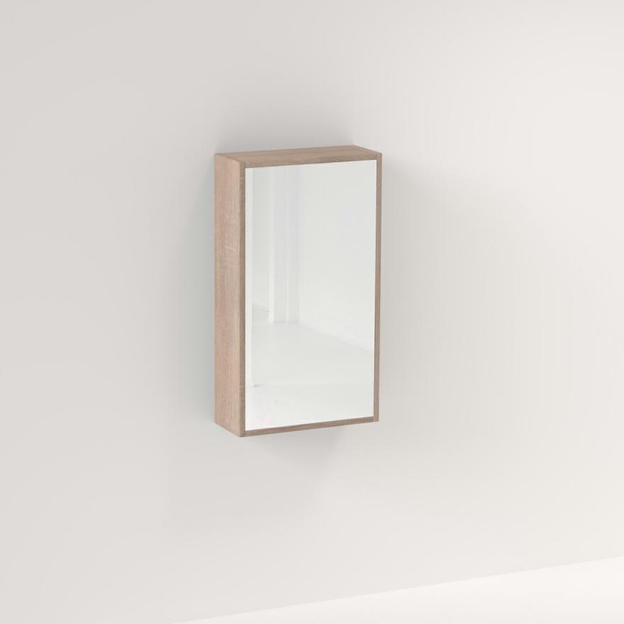 Myra 1 Door Mirror Cabinet 450Mm – White Ash Oak Mirror Cabinets