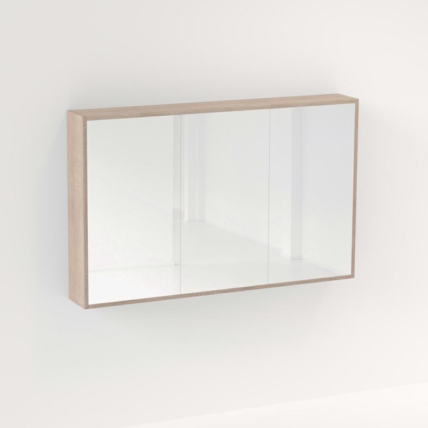 Myra 3 Door Mirror Cabinet 1278Mm – White Ash Oak Mirror Cabinets