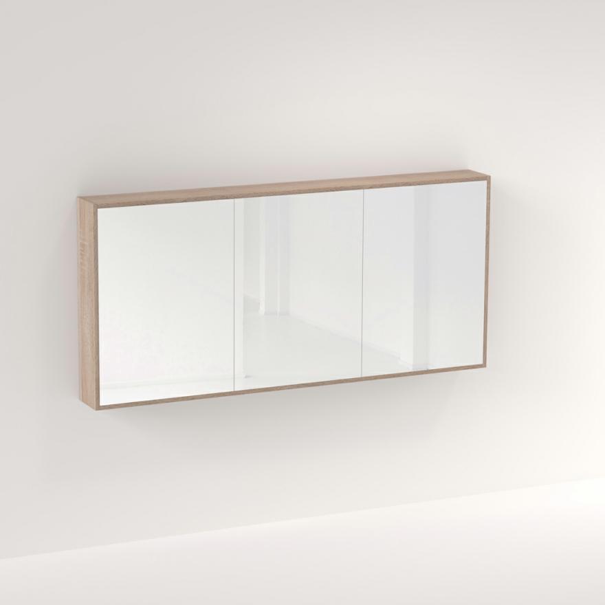 Myra 3 Door Mirror Cabinet 1728Mm – White Ash Oak Mirror Cabinets