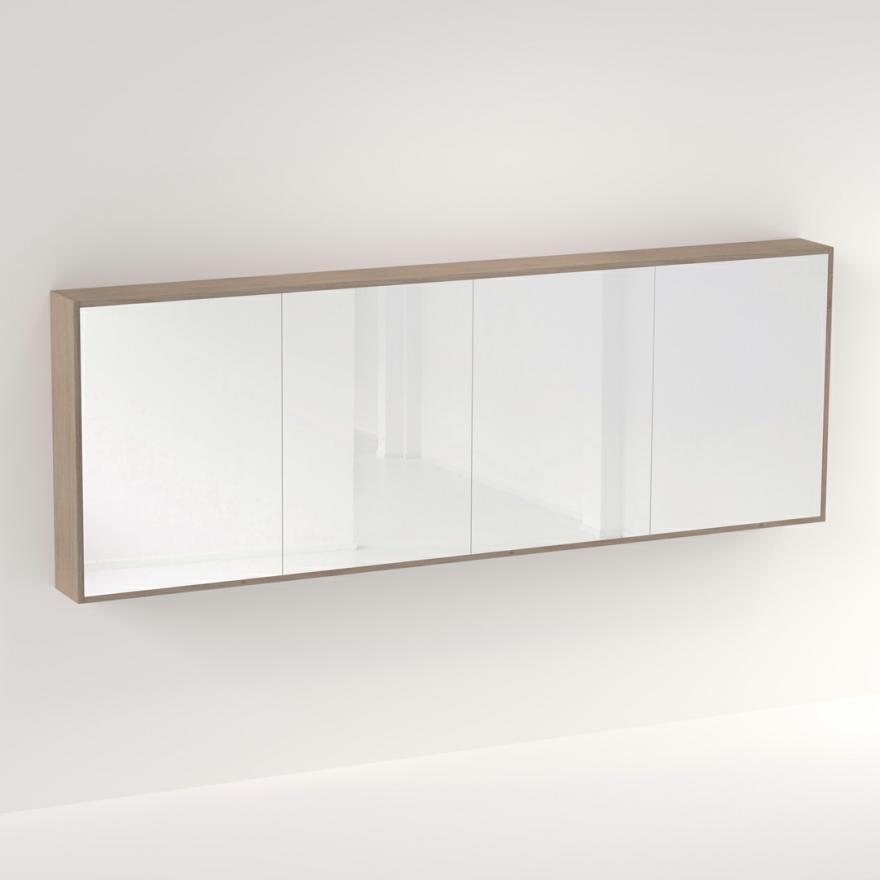 Myra 4 Door Mirror Cabinet 2292Mm – White Ash Oak Mirror Cabinets