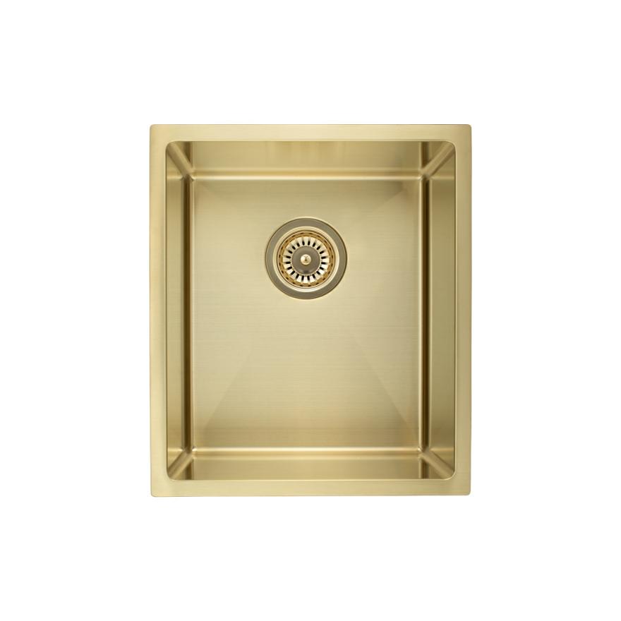 Ohelu Single Kitchen Sink 380Mm – Brushed Brass Kitchen Sinks