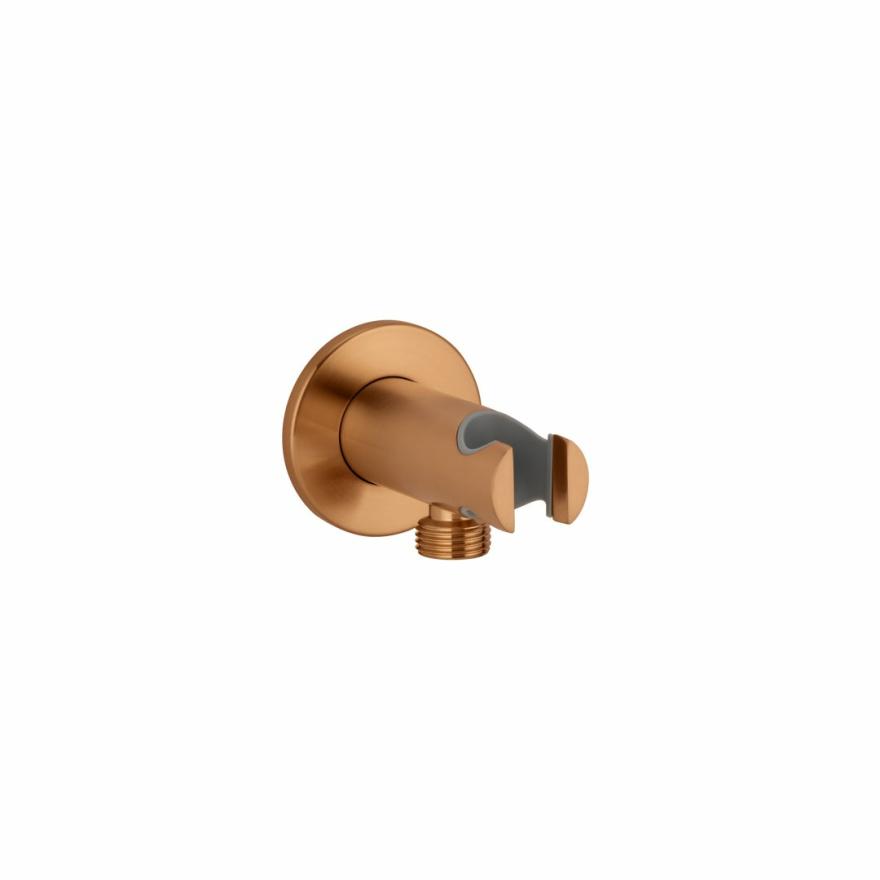 Sola Hand Shower Holder & Bp – Brushed Copper Outdoor Showers