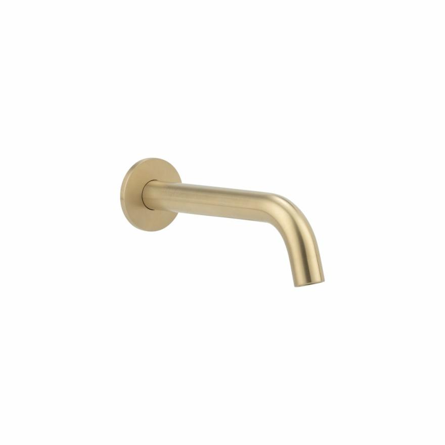 Sola Wall-Mounted Spout – Brushed Brass Outdoor Tapware