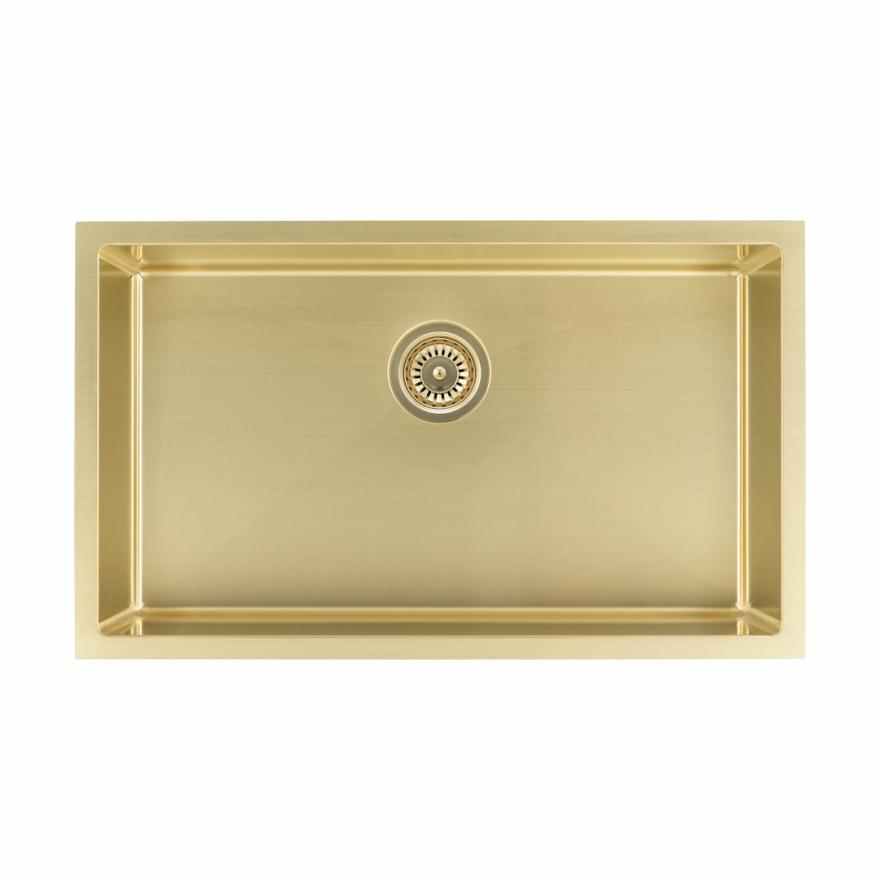 Vari Single Sink 750Mm – Brushed Brass W Rack Kitchen Sinks