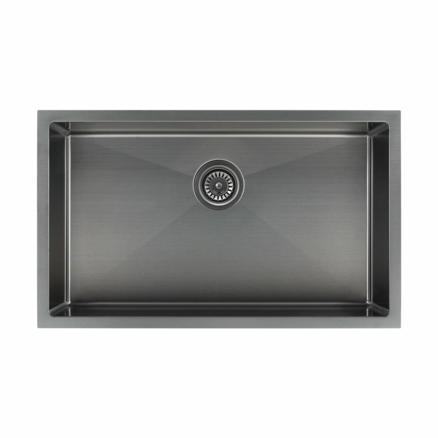 Vari – Single Sink 750Mm – Brushed Gunmetal W Rack Kitchen Sinks