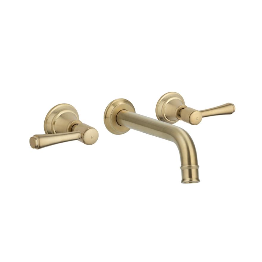 Kingsley Assembly Taps & Spout Set – Brushed Brass Tapware