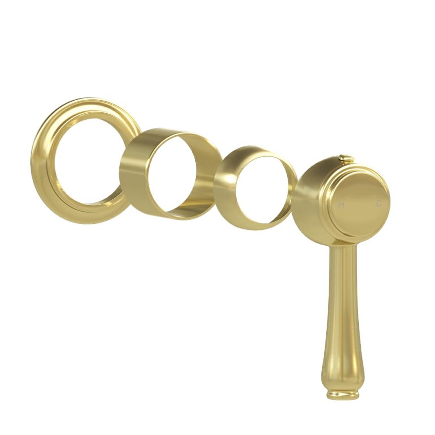 Kingsley Minimal Handle Kit – Brushed Brass Shower Taps And Mixers