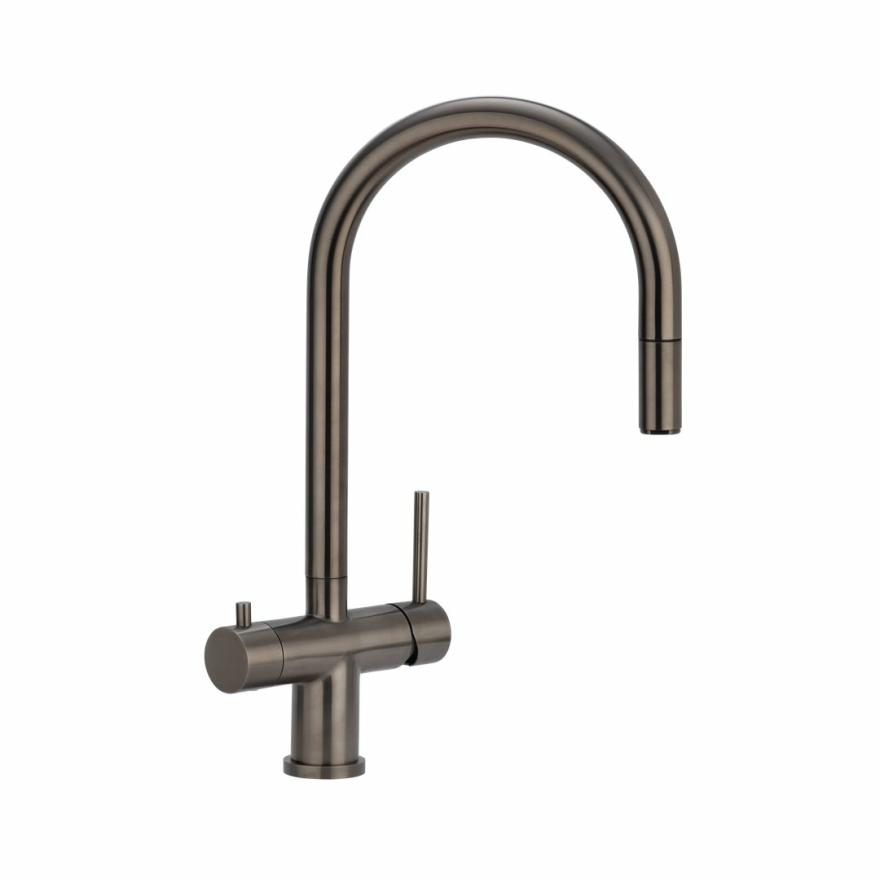 Elysian Commercial 3-Way Pull-Out Filter Tap – Brushed Gunmetal Kitchen Sink Taps And Mixers