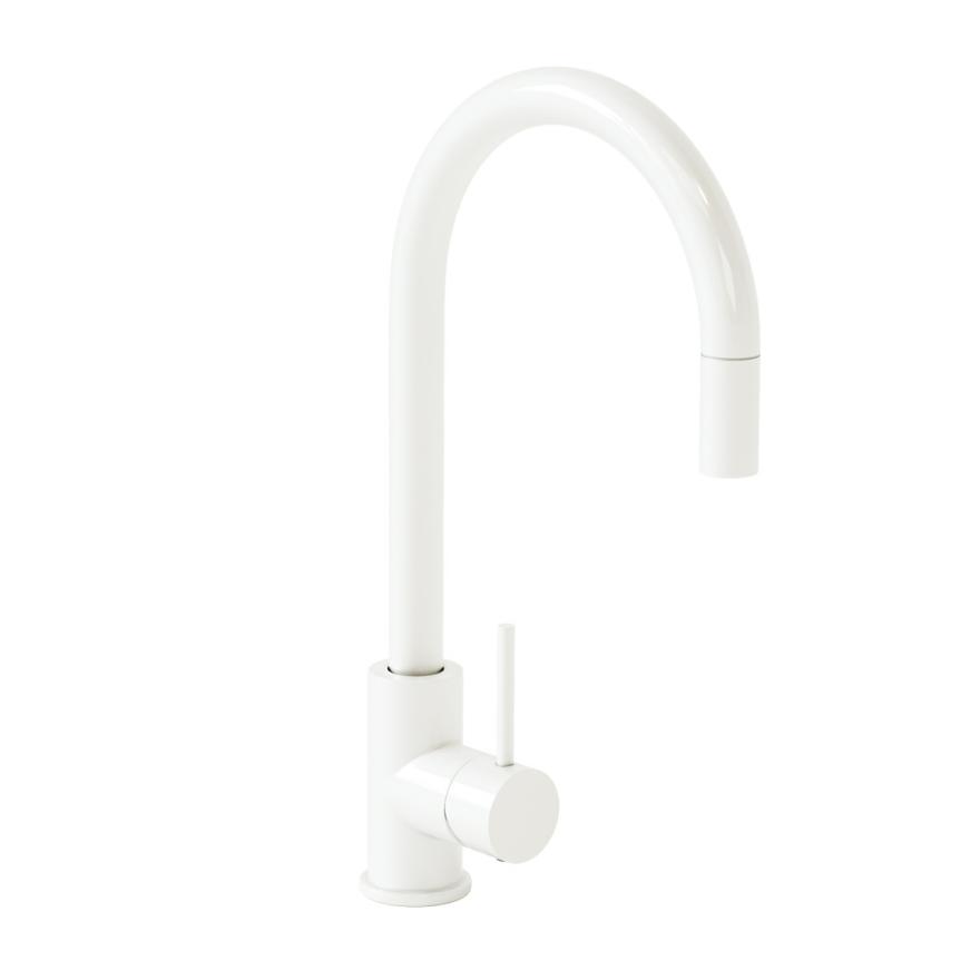 Elysian Commercial Pull-Out Kitchen Mixer – White Kitchen Sink Taps And Mixers