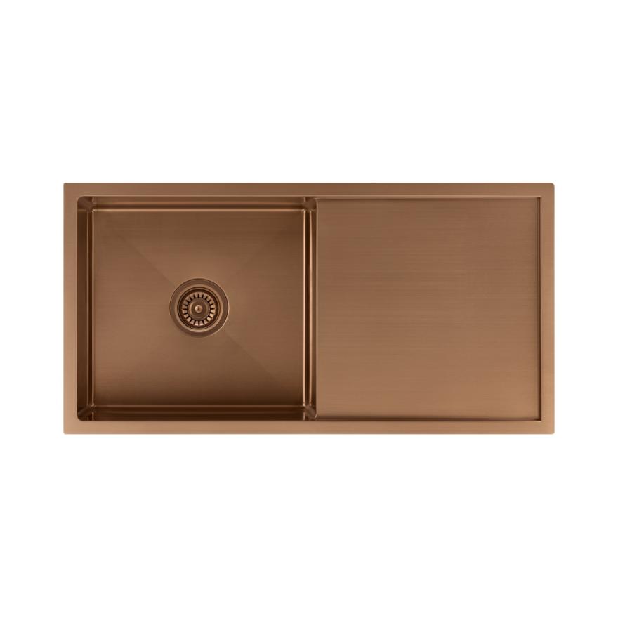 Jai Single Kitchen Sink 880Mm – Brushed Copper Kitchen Sinks