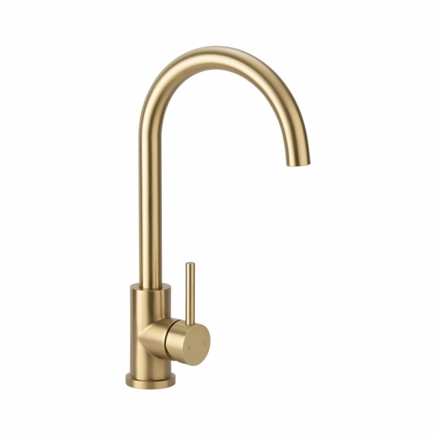 Sola Outdoor Kitchen Mixer – Brushed Brass Kitchen Sink Taps And Mixers